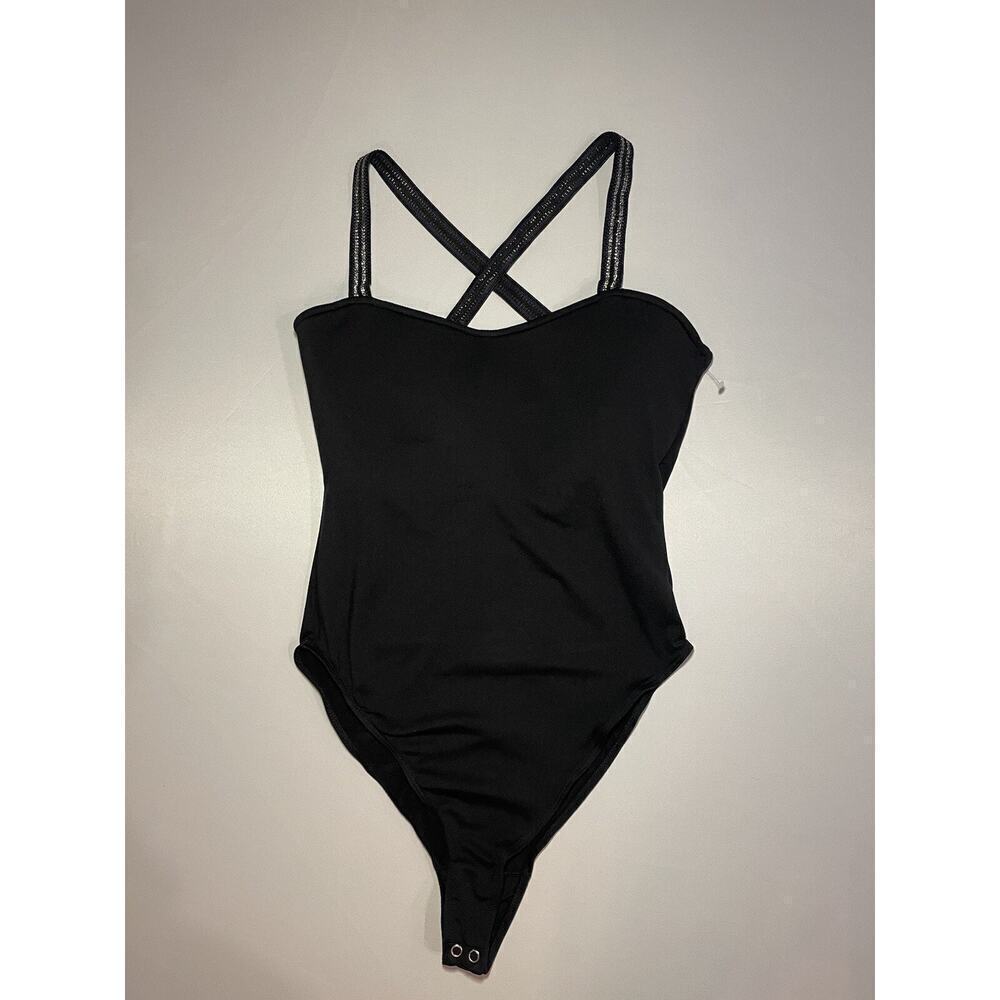 Good American Good Body Cross Back Bodysuit 3 Large Tank Top Sparkle Strap $150 - Picture 4 of 14